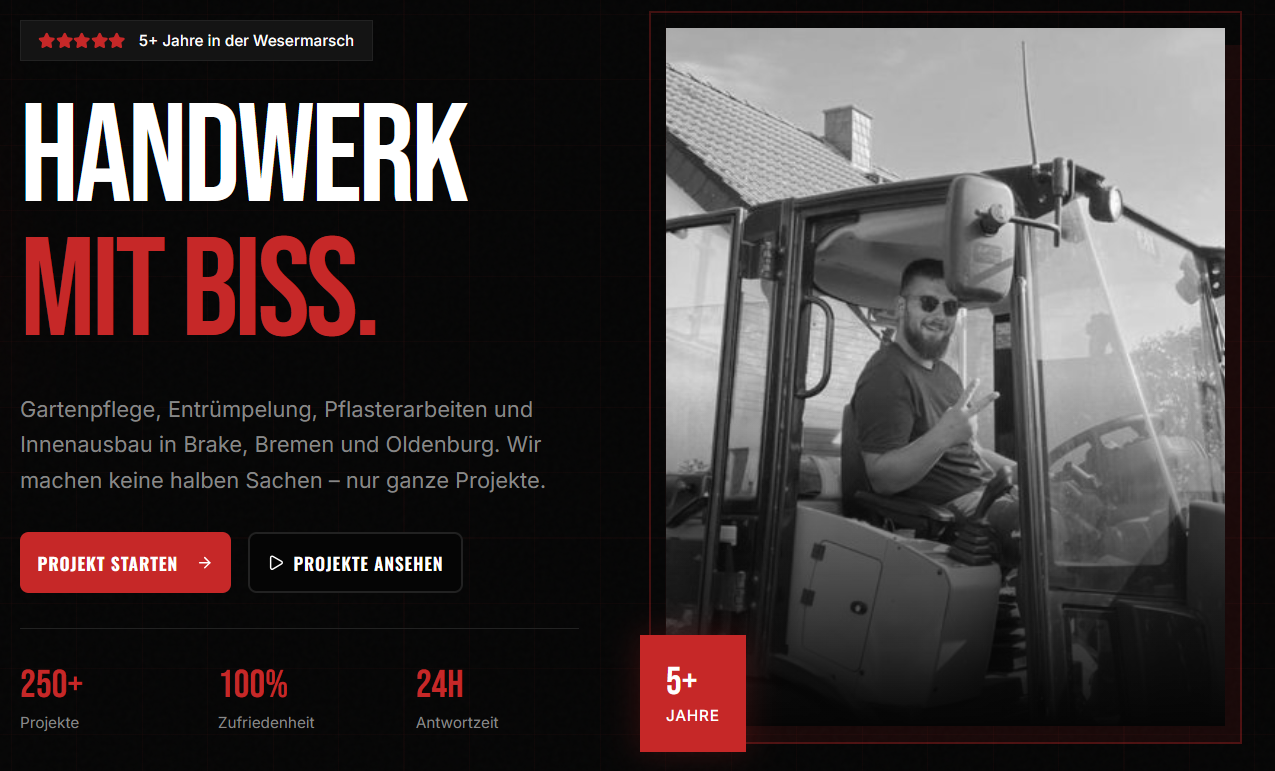 Screenshot der MW-Dienstleistung Website
